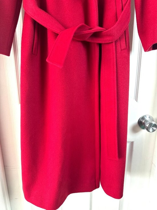 Vintage M.G. Kinsler The Great American Coat Red Wool Belted Long Women's Small - Picture 3 of 11